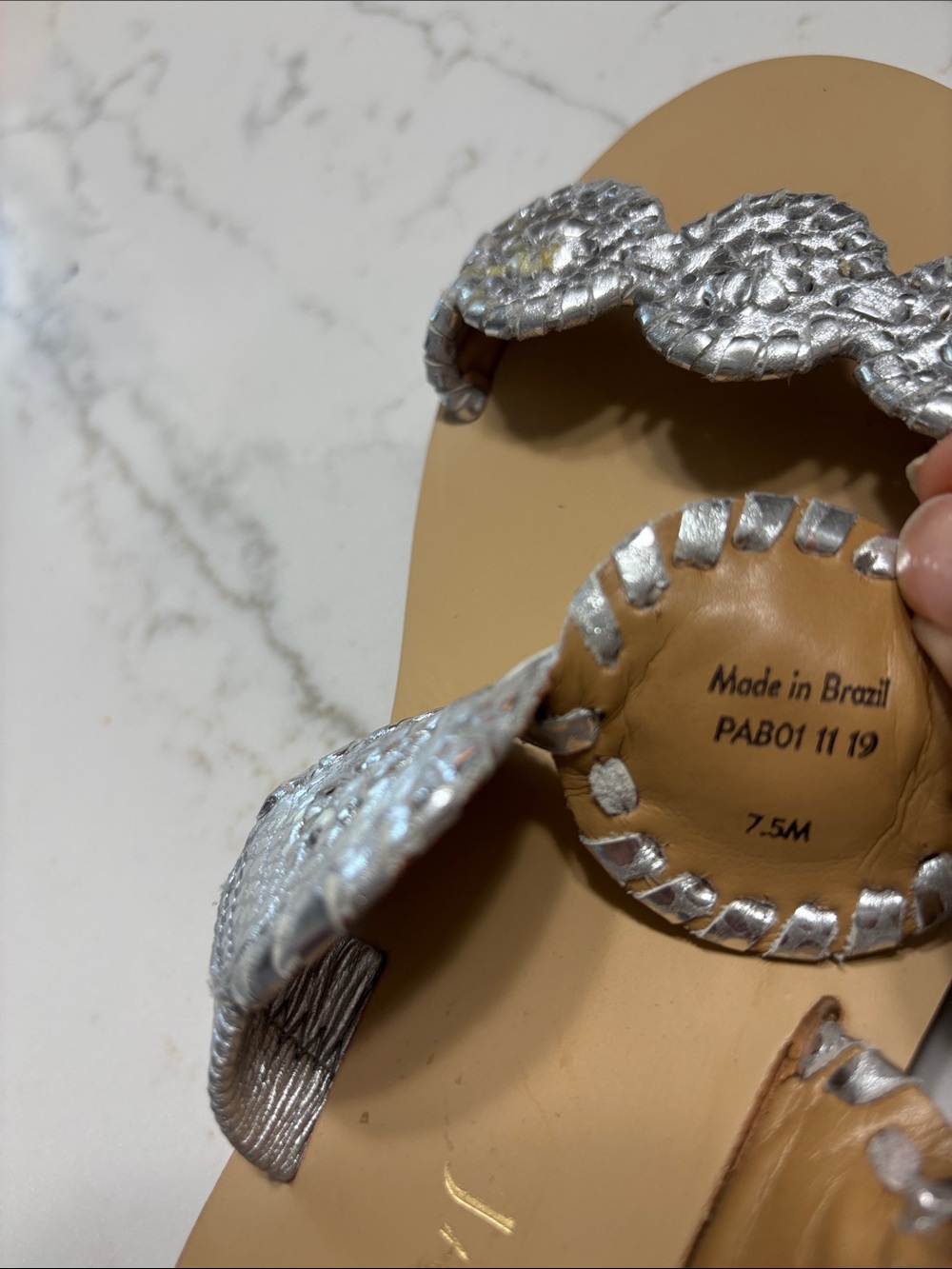 Jack Rogers Silver Beaded Double-Strap Slide Sandals - Picture 8 of 8